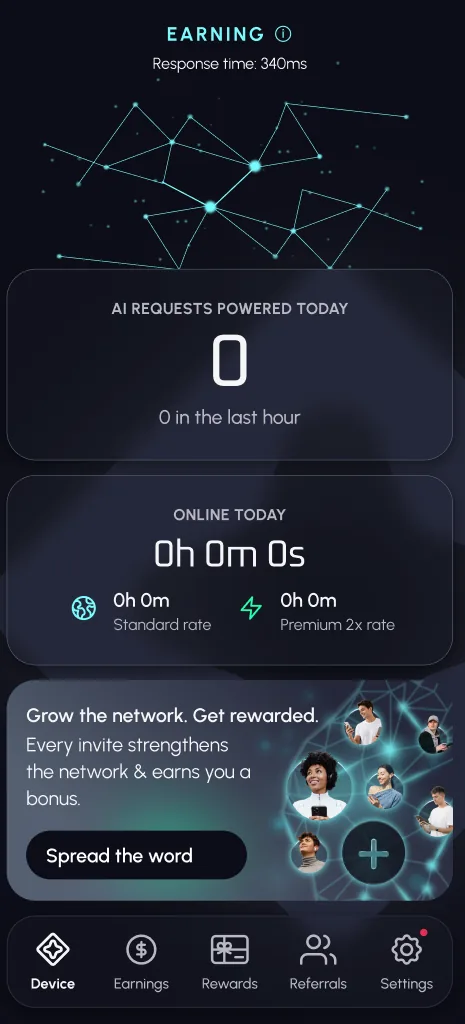 Known display issue - EARNING status with counters at 0